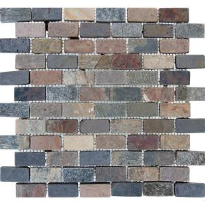 MS International Mixed Slate Brick 12 in. x 12 in. x 10 mm Slate Mesh-Mounted Mosaic Floor and Wall Tile