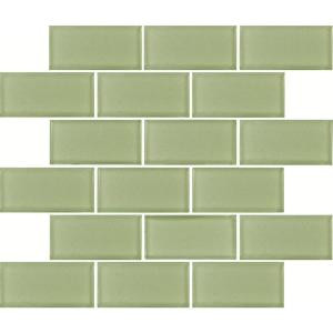 MS International Mint Green Subway 2 in. x 4 in. Glass Mesh-Mounted Wall Tile