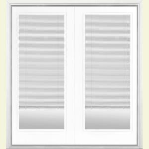Masonite 60 in. x 80 in. Pure White Prehung Right-Hand Inswing Miniblind Steel Patio Door with Brickmold