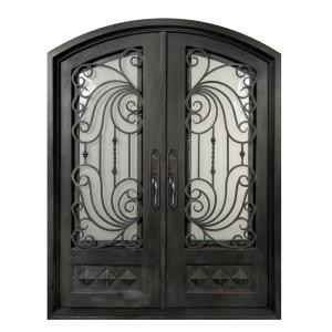 Iron Doors Unlimited Mara Marea 3/4 Lite Painted Silver Pewter Decorative Wrought Iron Entry Door