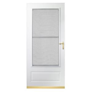EMCO 300 Series 32 in. White Aluminum Triple-Track Storm Door with Brass Hardware