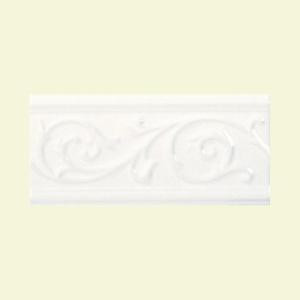 Daltile Fashion Accents White 5 in. x 10 in. Ceramic Vine Liner Wall Tile