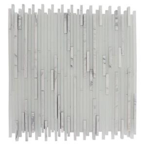 Splashback Tile Ice Pattern 12 in. x 12 in. Glass Mosaic Floor and Wall Tile