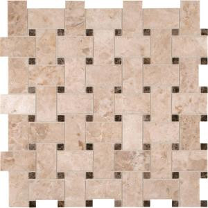 MS International Crema Cappuccino Basketweave 12 in. x 12 in. Polished Marble Mesh-Mounted Mosaic Floor and Wall Tile (10 sq. ft. / case)