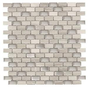Jeffrey Court Brick Boulevard 12 in. x 11-1/4 in. Stone and Stainless Mosaic Wall Tile