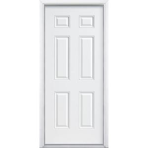 Masonite Premium 6-Panel Primed Steel Entry Door with Brickmold