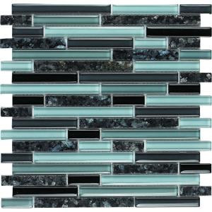 EPOCH Spectrum Blue Pearl-1662 Granite And Glass Blend Mesh Mounted Floor & Wall Tile - 4 in. x 4 in. Tile Sample