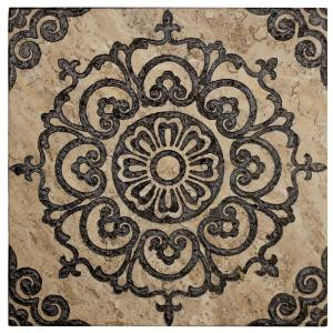 Jeffrey Court Saffron Etched Panel 12 in. x 12 in. Travertine Wall Tile