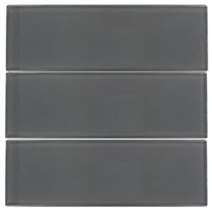 Splashback Tile Contempo Smoke Gray Polished 4 in. x 12 in.Glass Subway Floor and Wall Tile