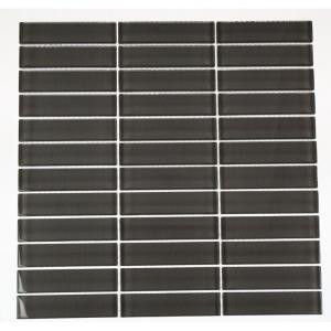 Splashback Tile Contempo Smoke Gray Polished 12 in. x 12 in. Glass Mosaic Floor and Wall Tile