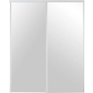 TRUporte 230 Series 48 in. x 80 in. Steel White Mirror Sliding Door