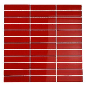 Splashback Tile Contempo Lipstick Red Polished 12 in. x 12 in. Glass Mosaic Floor and Wall Tile