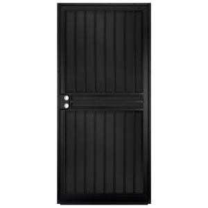 Unique Home Designs Guardian 36 in. x 80 in. Black Outswing Security Door with Black Perforated Rust-Free Aluminum Screen