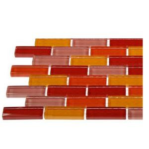 Splashback Tile Contempo Sashimi 1/2 in. x 2 in. Polished Glass Tiles In Brick Pattern - 6 in. x 6 in. Tile Sample