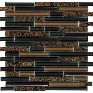EPOCH Spectrum Tropical Brown-1665 Granite And Glass Blend 12 in. x 12 in. Mesh Mounted Floor & Wall Tile (5 Sq. Ft./Case)