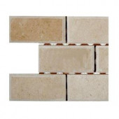 Splashback Tile Crema Marfil 2 in. x 4 in. Chamfered Marble Mosaic Tiles - 6 in. x 6 in. Tile Sample