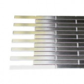 Splashback Tile Metal Silver Stainless Steel 1/2 in. x 4 in. Stick Brick Tiles - 6 in. x 6 in. Tile Sample