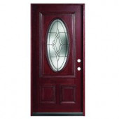 Solid Mahogany Type Prefinished Antique Patina Beveled Glass 3/4 Oval Entry Door