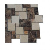 Splashback Tile Parisian Crema Marfil and Dark Emperador Blend Marble Floor and Wall Tile - 6 in. x 6 in. Tile Sample