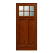 Main Door Craftsman Collection 6 Lite Prefinished Golden Oak Solid Mahogany Type Wood Slab Entry Door