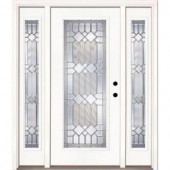 Feather River Doors Mission Pointe Zinc Full Lite Primed Smooth Fiberglass Entry Door with Sidelites