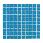 Daltile Sonterra Glass Cancun Blue Iridescent 12 in. x 12 in. x 6mm Glass Sheet Mounted Mosaic Wall Tile (10 sq. ft. / case)