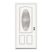 JELD-WEN Kingston 3/4-Lite Oval Brilliant White Fiberglass Entry Door