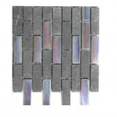 Splashback Tile Tectonic Brick Black Slate And Rainbow Black Glass Tiles - 6 in. x 6 in. Tile Sample