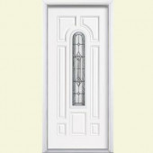 Masonite Providence Center Arch Painted Smooth Fiberglass Entry Door with Brickmold