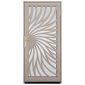 Unique Home Designs Solstice 36 in. x 80 in. Tan Outswing Security Door with Shatter-Resistant Glass Inserts and Polished Brass Hardware