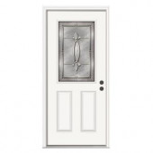 JELD-WEN Blakely 1/2 Lite Primed White Steel Entry Door with Nickel Caming and Brickmold