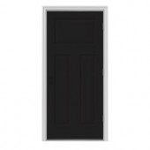 JELD-WEN Craftsman 3-Panel Painted Steel Entry Door with Brickmold
