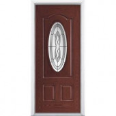 Masonite Crescendo 3/4 Oval Stained Cherry Finish Textured Fiberglass Entry Door with Brickmold