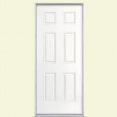 Masonite 6-Panel Painted Smooth Fiberglass Entry Door with No Brickmold