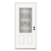 JELD-WEN Kingston 3/4-Lite Primed White Steel Entry Door with Brickmold