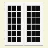Unique Home Designs Classic French 60 in. x 80 in. White Left-Active Recessed Mount Security Door with Black Perforated Aluminum Screen
