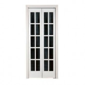 Pinecroft 725 Series 36 in. x 80-1/2 in. Prefinished White Classic French Glass Universal/Reversible Bi-Fold Door