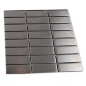 Splashback Tile Stainless Steel 1/2 in. x 2 in. Metal Tile Stacked Pattern - 6 in. x 6 in. Tile Sample