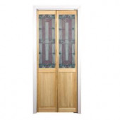 Pinecroft 714 Series 36 in. x 80-1/2 in. Unfinished Glass Over Panel Sonoma Universal/Reversible Bi-Fold Door
