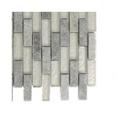 Splashback Tile Tectonic Brick Green Quartz Slate and White Gold Glass Floor and Wall Tile - 6 in. x 6 in. Tile Sample