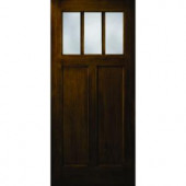 Builder's Choice Craftsman 2-Panel 3 Lite Stained Fiberglass Dark Walnut Entry Door