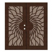 Unique Home Designs Sunfire 60 in. x 80 in. Copper Left-Hand Recess Mount Security Door with Desert Sand Perforated Aluminum Screen