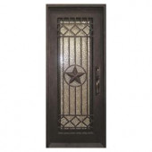 Iron Doors Unlimited Texas Star Full Lite Painted Oil Rubbed Bronze Decorative Wrought Iron Entry Door