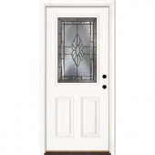 Feather River Doors Sapphire Patina Half Lite Primed Smooth Fiberglass Entry Door