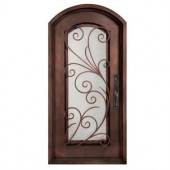 Iron Doors Unlimited Flusso Center Arch Painted Heavy Bronze Decorative Wrought Iron Entry Door