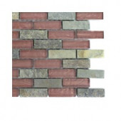 Splashback Tile Tectonic Brick Multicolor Slate and Rust Glass Floor and Wall Tile - 6 in. x 6 in. Tile Sample