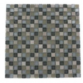 Splashback Tile Naiad Blend Squares Pattern 12 in. x 12 in. Marble And Glass Mosaic Floor and Wall Tile