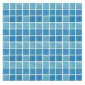 EPOCH Spongez S-Light Blue-1408 Mosiac Recycled Glass Mesh Mounted Floor & Wall Tile - 4 in. x 4 in. Tile Sample