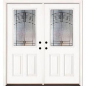 Feather River Doors Rochester Patina Half Lite Primed Smooth Fiberglass Double Entry Door