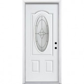 Masonite Specialty Three Quarter Oval Lite Primed Prehung Steel Entry Door with No Brickmold